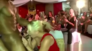 Black CFNM stripper sucked by blonde at CFNM party