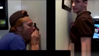 Dumb straight guy fooled into a gay blowjob