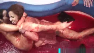 College girl fighting naked with a fat dude