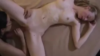 Skinny blonde tribs asian amateur in glasses