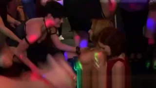 Real amateur girls on a party are having public sex with guys and