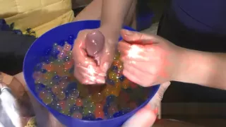 Sensitive handjob with oil and water balls // MASSIVECUM \\