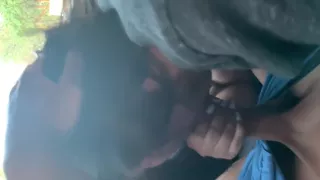 Girlfriend plays with herself then blows boyfriend before getting caught