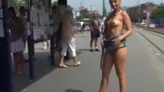Nude In Public Blonde British Slut
