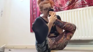 Pixie Nixx Slow Sock Strip, Smoking with Her Feet! Cute Pedi, Hot Soles