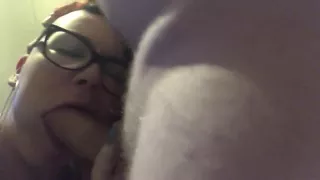 Dirty tattooed milf gagging on dick