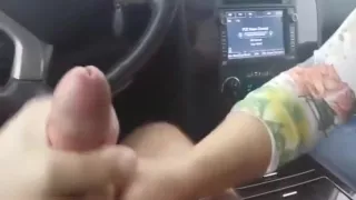 Big tits stranger blowjob and handjob in car