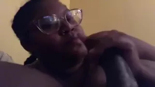 Ebony teen sucks dick