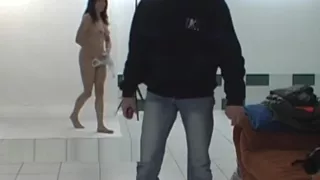 backstage strip and blowjob  by real chubby chick