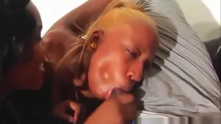 Two Ebony Teens Share A Big Black Dick And Lick Eachothers Wet Pussys