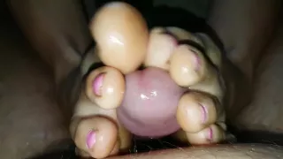 Wife footjob 13 - pink toenails