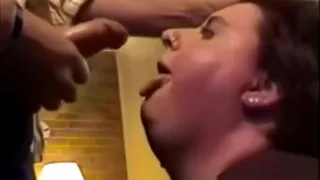 Aunt of my friend takes massive cock in her mouth