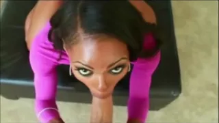 Ebony Babe Interracial Blowjob and Facial