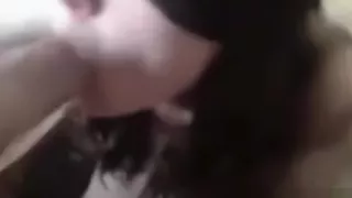 Blindfolded wife facial