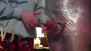 All tied up guy gets nice handjob