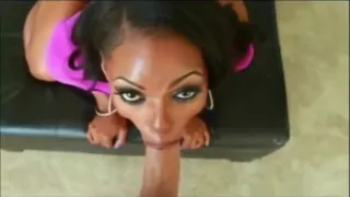 Sexy Ebony Chick Sucking a Large White Dick