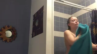 Bathroom spycam on pregnant blonde teen!