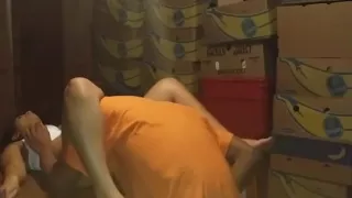 Horny amateur couple garage sex