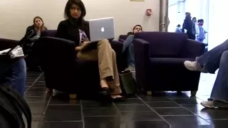 Candid heelpopping and Shoeplat Feet at Library