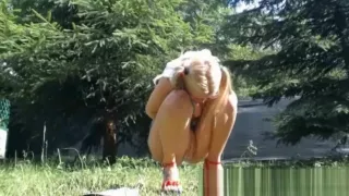 Sexy Blonde Masturbating Outdoors