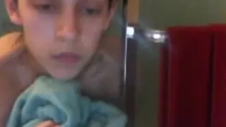 Asian teen showering