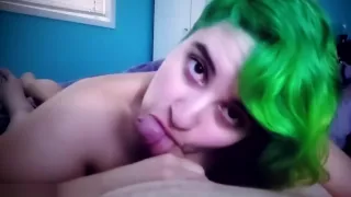 Green Haired PAWG Sucking Your Tiny COCK POV *Shorter*