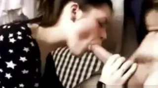 Slut does an amazing deepthroat to a big cock