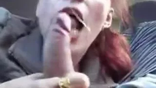 Redhead Blowjob In Car