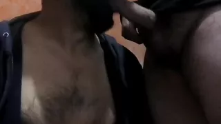 Sucking my friend blowing clouds on his cock