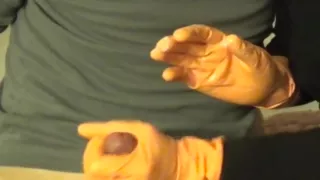 orange rubber glove
