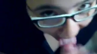 BBW blowjob and facial with glasses