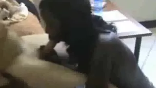 Black girl sucks a white cock