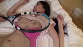 Uncensored Japanese milf affair with tennis racket Subtitled