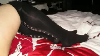 Opaque black knee high socks stockings