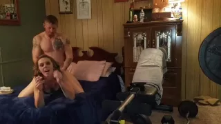 Smoking while getting fucked doggie style she swallowed his load of cum