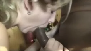 Blonde white Mom blowing a BBC to orgasm