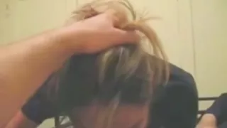 Gorgeous amateur blonde wife giving a wet blowjob