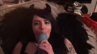 Demon Girl Sucks off Bad Dragon, Gets Big Facial