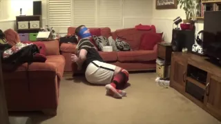 Footballer bound and gagged tight by woman if he doesnt escape he gets used