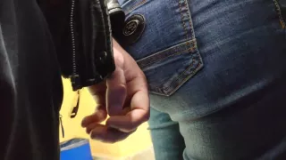 I couldn't miss chance to touch her juicy ass with my hand