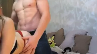 teen couple sexy on cam - muscled stud and cute girl