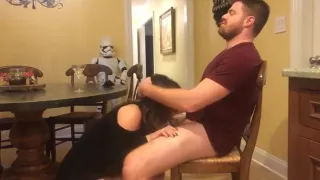 MILF sucking & riding on a chair