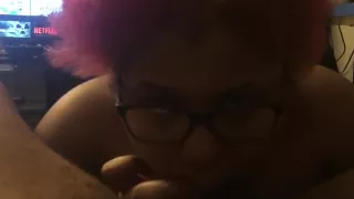 Bed head light skinned teen sucking dick