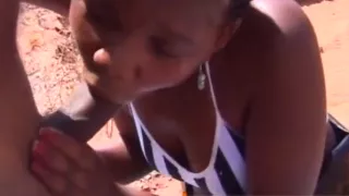 Black Amateur Bitches Sprayed with Cum and Tied Up to a Tree