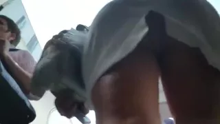 Plump blonde upskirt