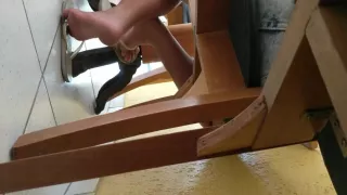 Candid soft crunch soles girl foot in flip flops mature feet