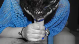 Hot blue lips POV blowjob with cumshot ending