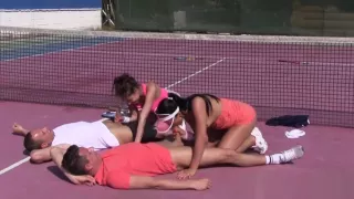 Fourway teens pussyfucked on tennis court