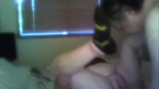 wife streching pussy with 16in by 3in dildo with a dildo in ass