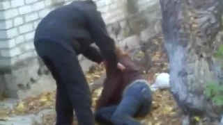 Russian slut gets fucked outside on the ground and lets her friends watch